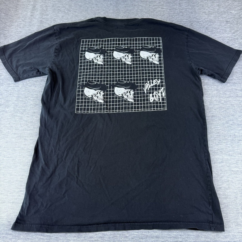 Valley Boyz Streetwear Grunge Black Graphic Tee with Skull Cowboy Design XL
